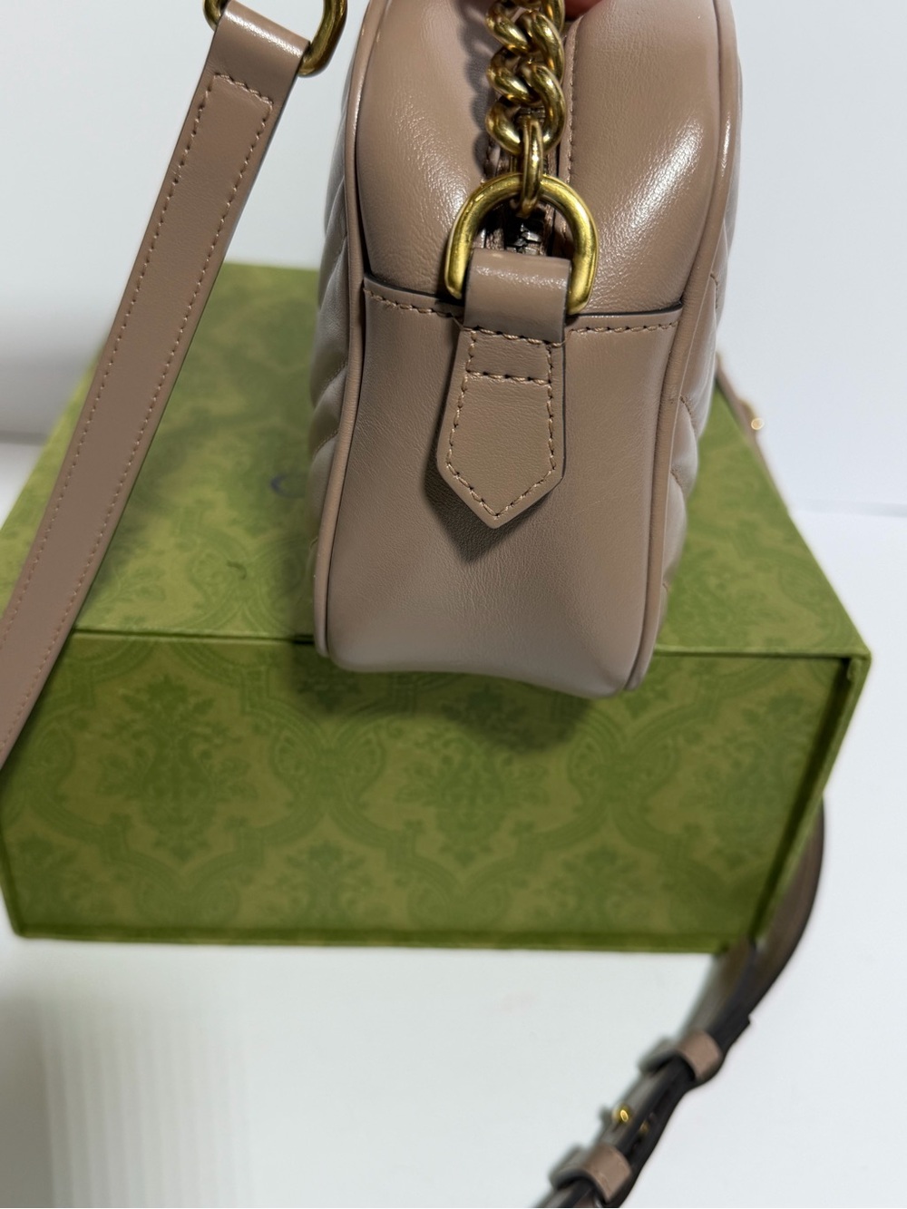 AUTHENTIC Gucci Beige/Pink Matelassé GG Marmont Camera Crossbody Bag - Picture 11 of 16